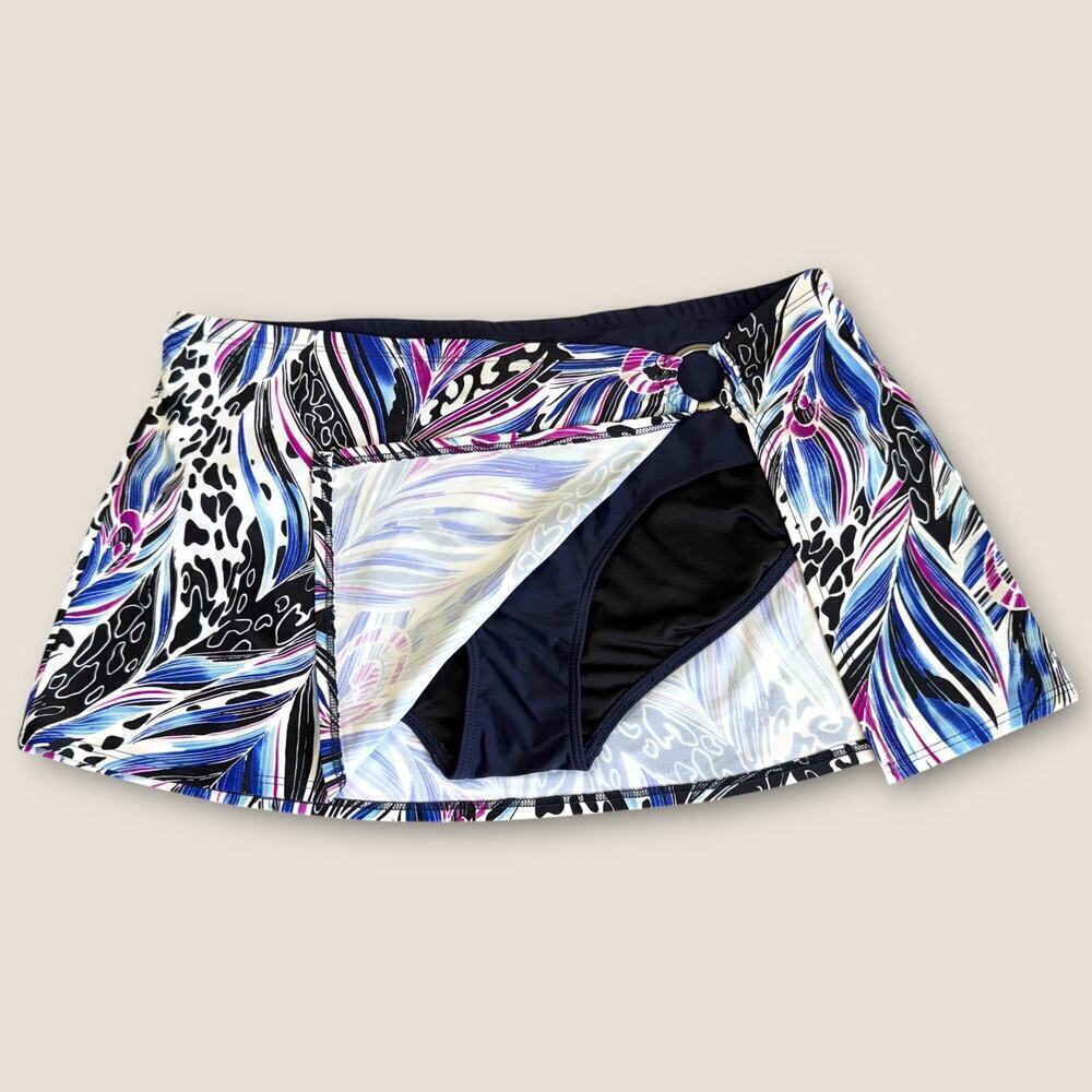 Silhouette Solution Swim Skort High Rise Built In Underwear Size 16 Printed Blue